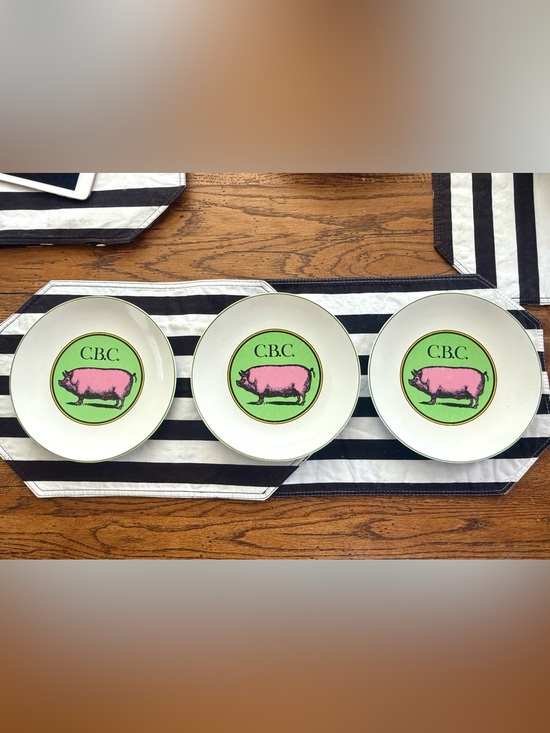 Other - The Official Preppy Pig Plates Set x 3 C.B.C. Couldn’t Be Cuter Salad Plate dish